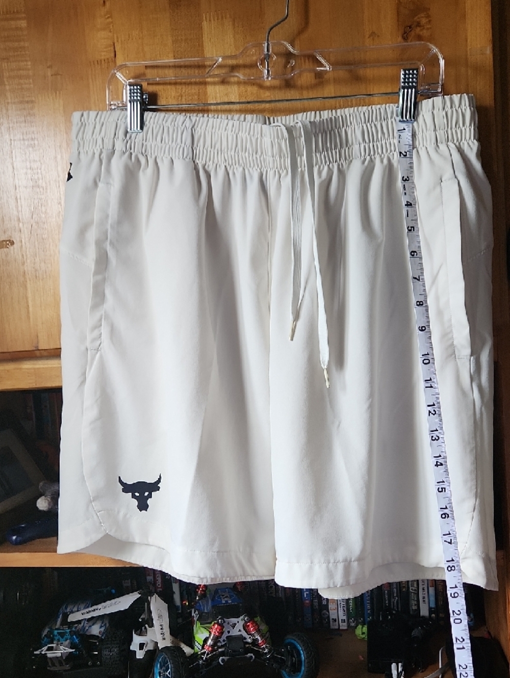 Under Armour Cream Athletic Shorts with Black Logos - Picture 5 of 10